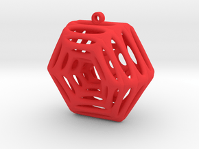 Voronoi Klein Earring (003) in Red Processed Versatile Plastic