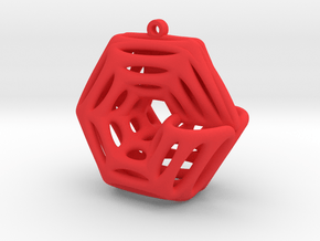 Voronoi Klein Earring (005) in Red Processed Versatile Plastic