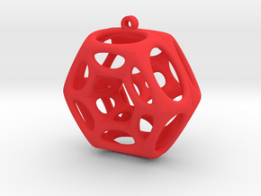 Voronoi Klein Earring (001) in Red Processed Versatile Plastic