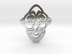 Mask Pendant in Polished Silver