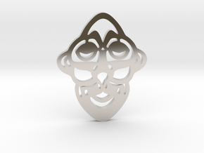 Mask Pendant in Rhodium Plated Brass