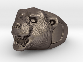 Bear Ring in Polished Bronzed Silver Steel