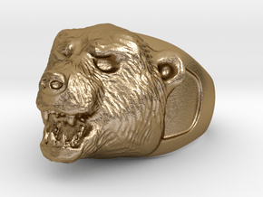 Bear Ring in Polished Gold Steel