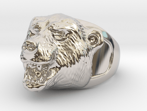 Bear Ring in Rhodium Plated Brass