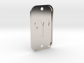  Aries (The Ram) DogTag V4 in Rhodium Plated Brass