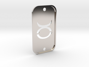 Taurus (The Bull) DogTag V2 in Rhodium Plated Brass