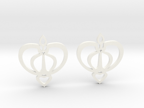 Earrings with a heart motif in White Processed Versatile Plastic
