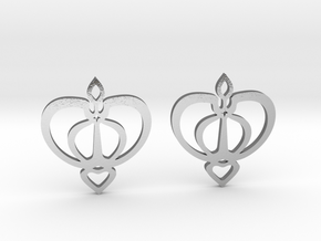 Earrings with a heart motif in Polished Silver