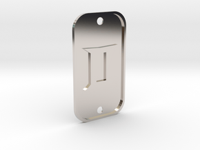 Gemini (The Twins) DogTag V1 in Rhodium Plated Brass