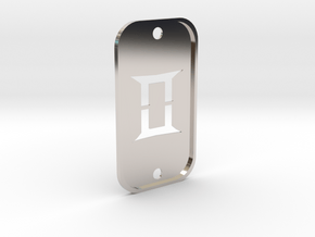 Gemini (The Twins) DogTag V2 in Rhodium Plated Brass