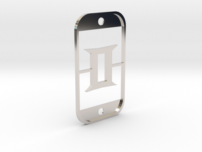 Gemini (The Twins) DogTag V3 in Rhodium Plated Brass