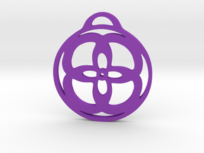 Flower in a circle Pendant  in Purple Processed Versatile Plastic