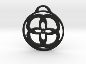 Flower in a circle Pendant  in Black Premium Versatile Plastic