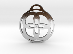 Flower in a circle Pendant  in Polished Silver