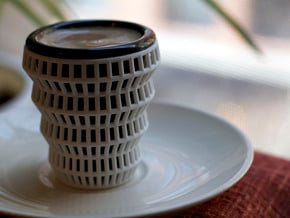 Wireframe Espresso Cup (Shell) in White Natural Versatile Plastic