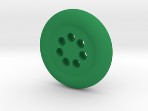 Seven Hole Button in Green Processed Versatile Plastic