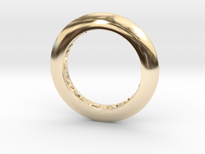 Ring shaped pendant with a raw band inside in 14k Gold Plated Brass