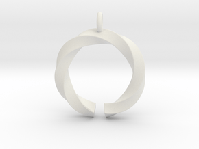 Open and twisted ring - Pendant or earrings in White Premium Versatile Plastic