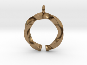 Open and twisted ring - Pendant or earrings in Natural Brass