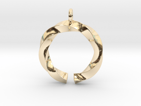 Open and twisted ring - Pendant or earrings in 14k Gold Plated Brass