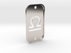 Libra (The Scales) DogTag V2 in Rhodium Plated Brass