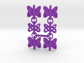3 Dangling butterfly earrings in Purple Processed Versatile Plastic