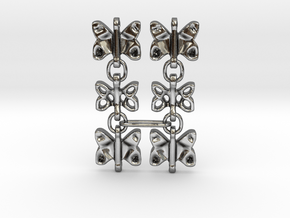 3 Dangling butterfly earrings (metallic plastic an in Polished Silver (Interlocking Parts)