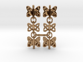 3 Dangling butterfly earrings (metallic plastic an in Polished Brass (Interlocking Parts)