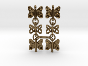 3 Dangling butterfly earrings (metallic plastic an in Natural Bronze (Interlocking Parts)