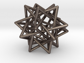 Interlaced Tetrahedrons 3 Inch x 3 Inch in Polished Bronzed Silver Steel