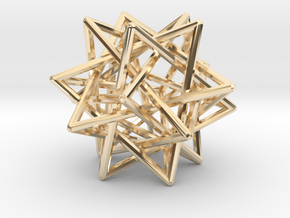 Interlaced Tetrahedrons 3 Inch x 3 Inch in 14k Gold Plated Brass