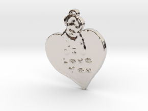 I love you with puppy in Rhodium Plated Brass