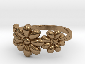 3 Flowers Ring in Natural Brass