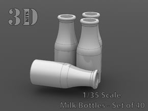 40 Empty milk bottles in Tan Fine Detail Plastic