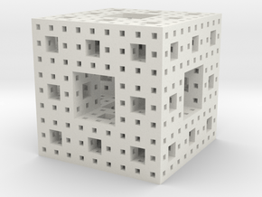 Menger sponge Square Cube in White Natural Versatile Plastic