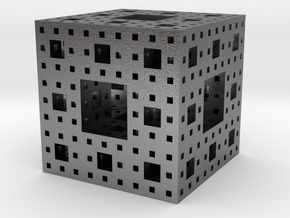 Menger sponge Square Cube in Natural Silver