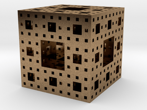Menger sponge Square Cube in Natural Brass