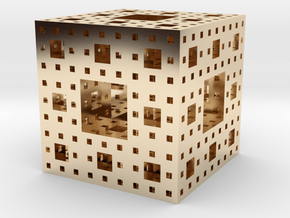 Menger sponge Square Cube in 14K Yellow Gold