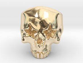Joker's Star-Eyes Skull Ring - Metals in 14k Gold Plated Brass: 7 / 54