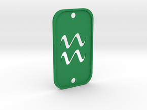 Aquarius (The Water-bearer) DogTag V2 in Green Processed Versatile Plastic