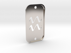 Aquarius (The Water-bearer) DogTag V2 in Rhodium Plated Brass