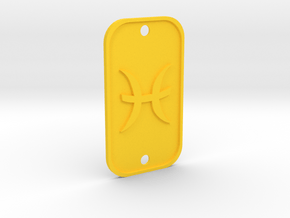 Pisces (The Fish) DogTag V1 in Yellow Processed Versatile Plastic