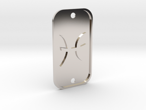 Pisces (The Fish) DogTag V1 in Rhodium Plated Brass