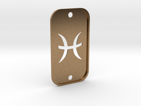 Pisces (The Fish) DogTag V2 in Natural Brass