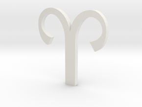 Aries (The Ram) Symbol  in White Natural Versatile Plastic