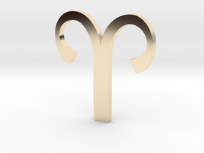 Aries (The Ram) Symbol  in 14k Gold Plated Brass