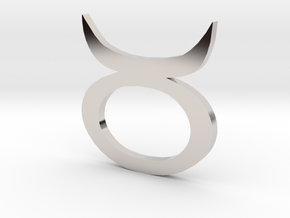 Taurus (The Bull) Symbol  in Rhodium Plated Brass