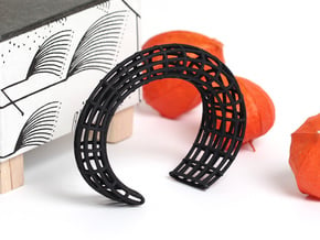 black parametrical cuff bracelet geometrical desig in Black Premium Versatile Plastic: Small