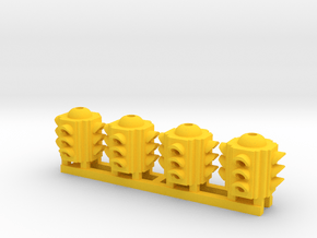 Traffic Light 4 Way Body (Qty 4) - HO 87:1 Scale in Yellow Processed Versatile Plastic