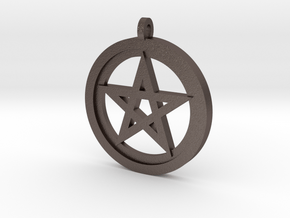 Rider-Waite Pentacle Pendant in Polished Bronzed Silver Steel
